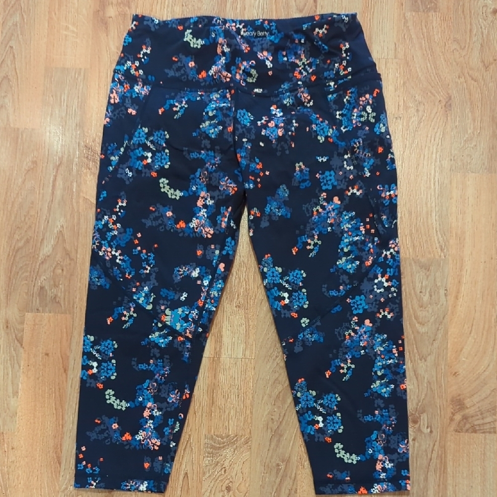 Sweaty Betty Blue Floral Power Crop Leggings
